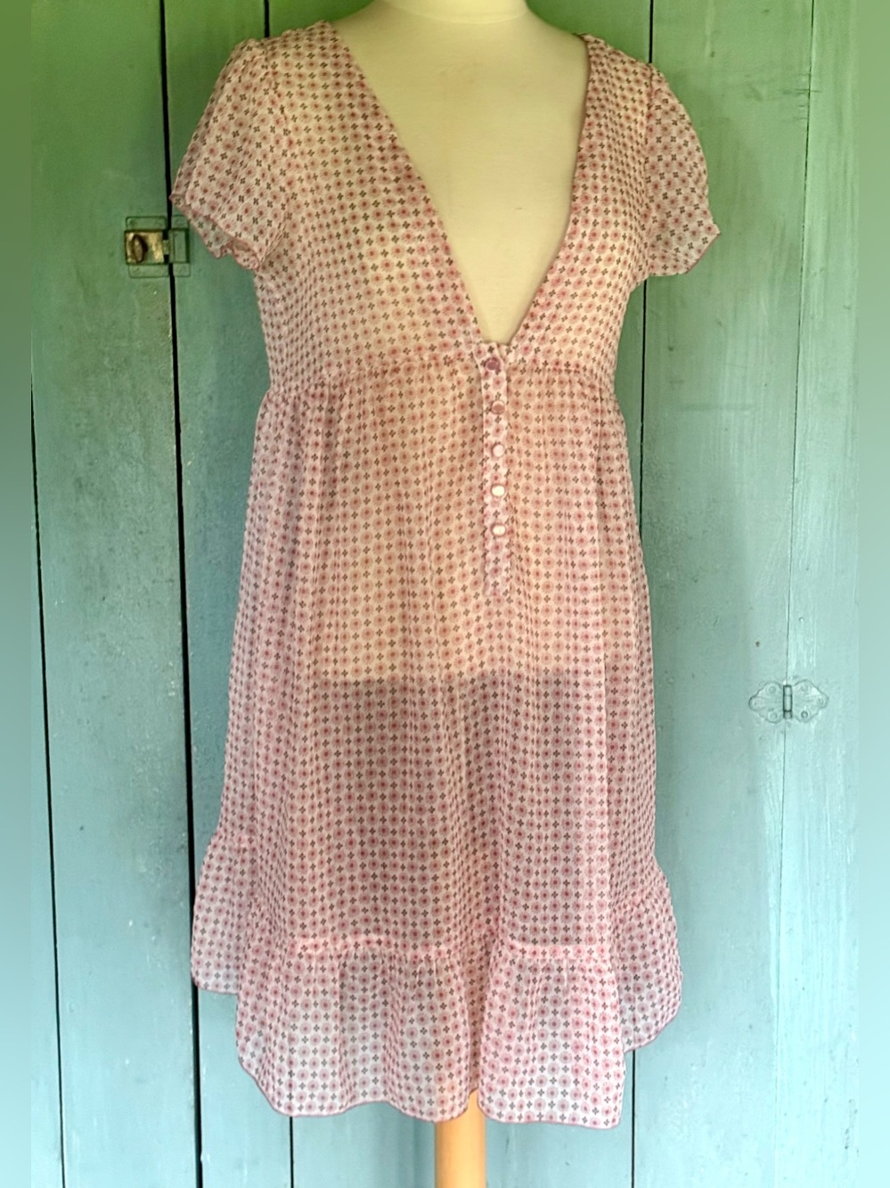 Darling Baby Doll Cover Up 'E Basics' Sheer Floral Dress Small/Med